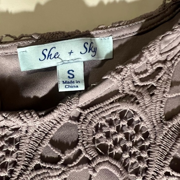 She + Sky- Floral Laced Dusty Purple Dress-  S - Picture 3 of 10